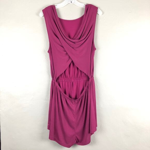 Silence + Noise Purple Fuchsia Cut Out Twist Back Jersey Knit Sleeveless Romper - Picture 3 of 4